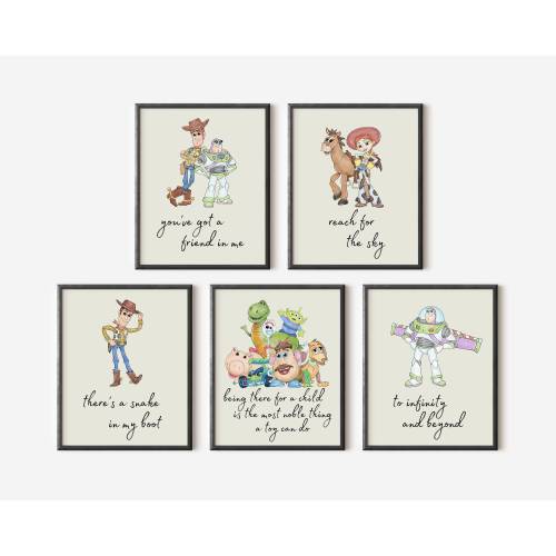 Toy-Inspired Quote Prints: Set of 5 Playroom Nursery Wall Art (Digital Download)
