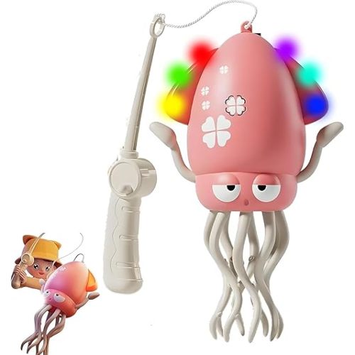 Dancing Octopus Baby Toy, Electric Crawling Octopus Tummy Time Toy, Rechargeable Magic Dancing Music Squid for 1 2 3 4 5 6 Year Old Kids Boy Girl Birthday Gifts, Funny Squid for Office Desk Decor