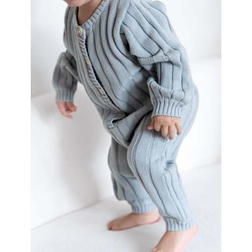 Wide Ribbed Jumpsuit ‘Fog’ – Oat Co