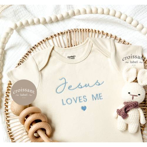 Jesus Loves Me Baby Onesies®, Custom Easter Onesie® Minimal Easter Outfit, Easter Photo, Embroidered Newborn Outfit, Christian Scripture