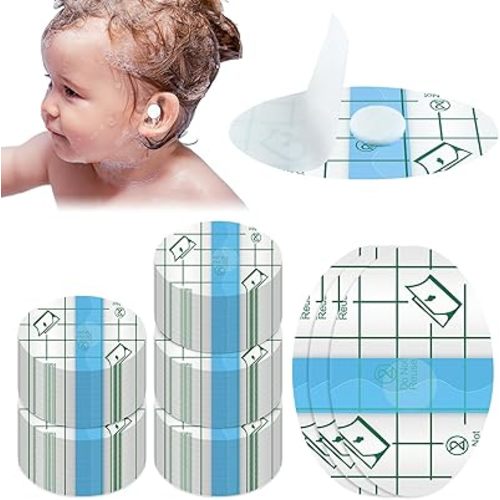 Teling 300 Pcs Ear Covers for Shower Waterproof Protector Newborn Stickers Disposable Cotton Ball Baby Baby Shower Ear Covers for Bath Kids Swimming Surfing Snorkeling Water Sport(Blue)
