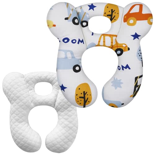 Baby Travel Pillow, Upgrade U-Shape Infant Head Support Pillow for Car Seat, Pushchair and Stroller, Soft Comfortable Neck Rest Cushion for Kids Newborn and Toddler - Car White