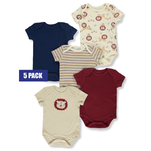 Rene Rofe Baby Boys' 5-Pack Lion Bodysuits