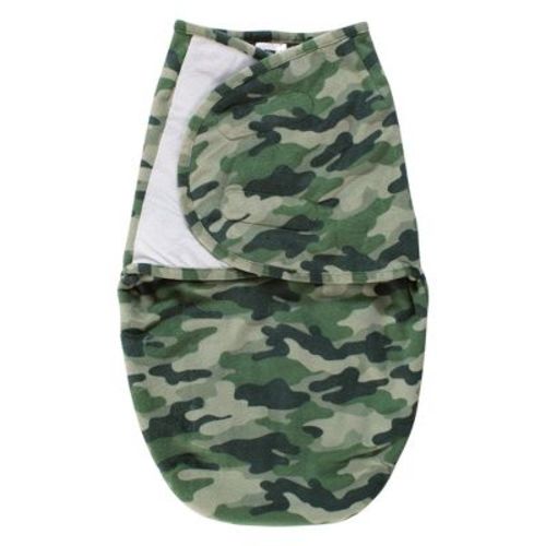 Hudson Baby Infant Boy Plush Faux Fur Swaddle Wrap, Camo, 0-3 Months