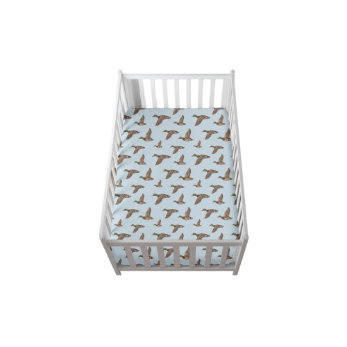Mallard Montage Blue Crib Sheet