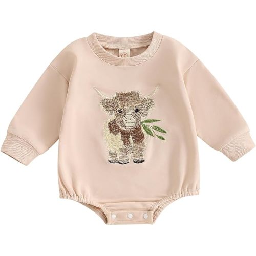 FIOMVA Baby Boy Sweatshirt Romper Fall Winter Clothes Outfits Sweater Onesie Long Sleeve Bubble Romper Bodysuit