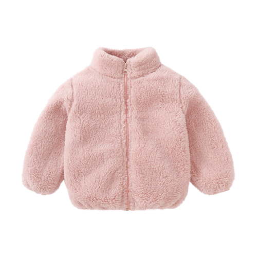Toddler Baby Clothes Winter Solid Color Zip Up Thick Outerwear Warm Kids Boys Girls Fleece Cardigan Coats (1-2 Years, Pink)
