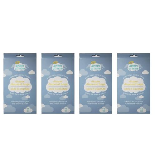 Angel of Mine: Diaper Disposal Sacks Bags (Scented to Neutralized Odors) 75 Count Per Box (Four Boxes)