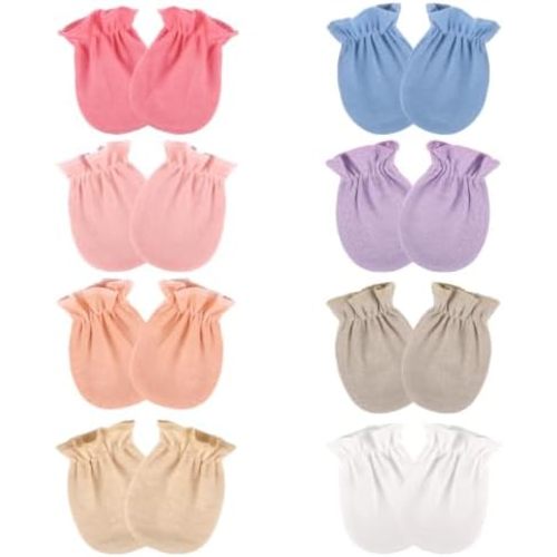 8 Pairs Baby Mittens Newborn No Scratch, Cotton Infant Gloves 0-6 Months