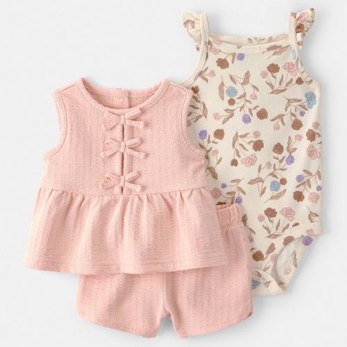 Baby Girl Carter's 3-Piece Top, Bodysuit & Shorts Set