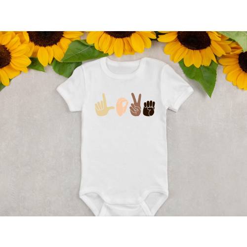 ASL Skin Tone Baby Bodysuit, Love Language, ASL Tee, Asl Love, ASL Baby Shirt Gift, Toddler Skin Tones Tee Shirt, American Sign language Tee
