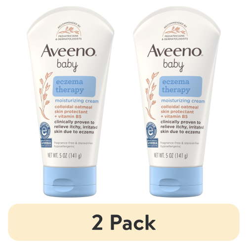 (2 pack) Aveeno Baby Eczema Therapy Moisturizing Cream Body Lotion with Oatmeal, 5 oz