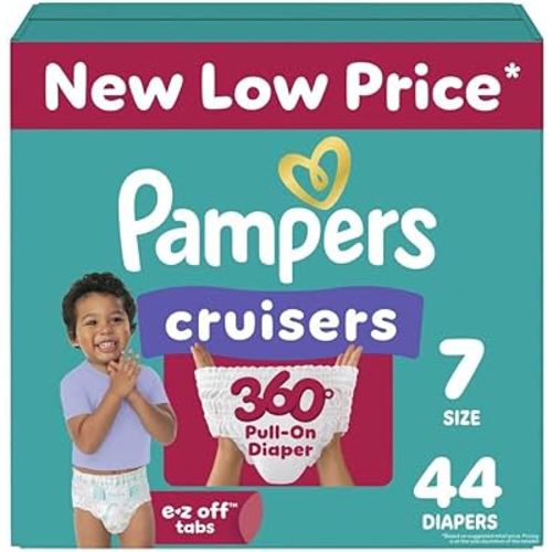 Pampers Diapers - Cruisers 360 - Size 7, 44 Count, Babyproof up to 100% Leakproof Pull-On Diaper