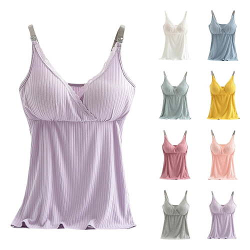 Avrntaa Nursing Cami Tank Tops for Breastfeeding Women - Nursing Tops Maternity Shirts with Built in Bra