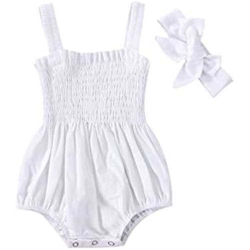 FOMOYUU Infant Newborn Baby Girl Ruffle Sleeveless Romper Summer Clothes Outfit with Cute Floral Print Jumpsuit