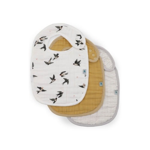 3-Pack Organic Cotton Muslin Bibs
