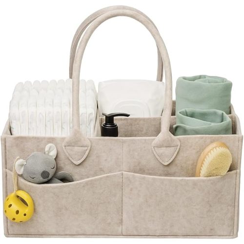 PUTSKA Baby Diaper Caddy Organizer - Nursery Storage Basket for Diaper Station, Baby Basket Shower Gifts List and Registry Must-Haves, Newborn Essentials, Nursery Decor for Boy or Girl-DarkMocha,XL
