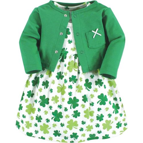 Hudson Baby Infant and Toddler Girls Cotton Dress and Cardigan Set