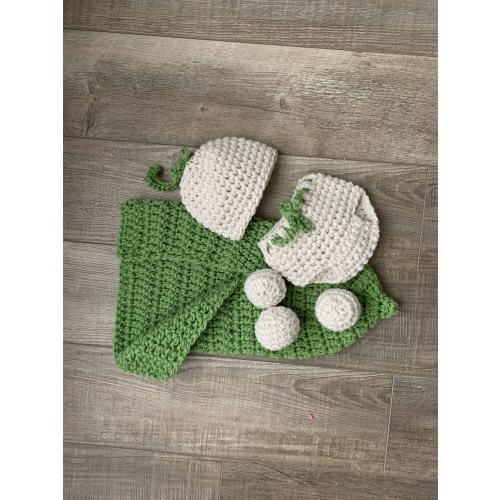 Pea Baby Costume, Pea Pod Newborn Halloween Outfit, Crochet Swaddle Blanket, Pea Baby Beanie, Newborn Photography Outfit, Baby Photo Session
