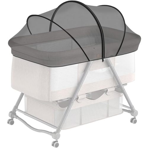 DUOMI Bassinet Cover for Cats with Two-Way Zipper,Portable Bassinet Mosquito Net Cover,Mosquito Net to Keep Pets Out(White)
