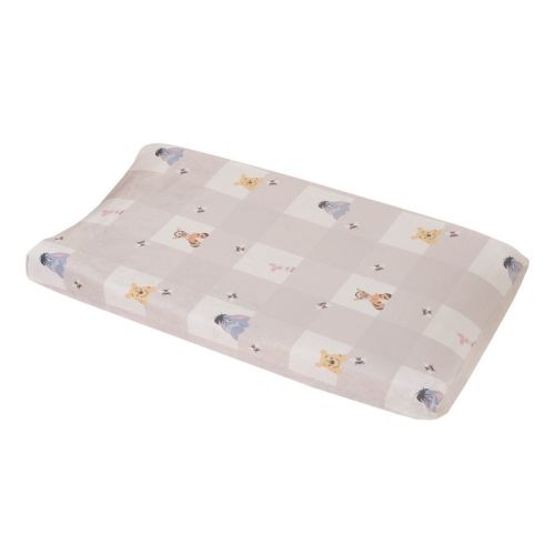 NoJo Disney Winnie the Pooh Hugs and Honeycombs Grey and White Plaid with Piglet, Tigger and Eeyore Contoured Changing Pad Cover