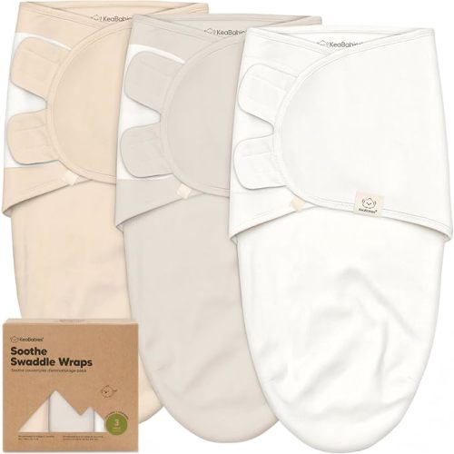 KeaBabies 3-Pack Organic Baby Swaddles for Newborns, Infant, Ecru, 0-3M