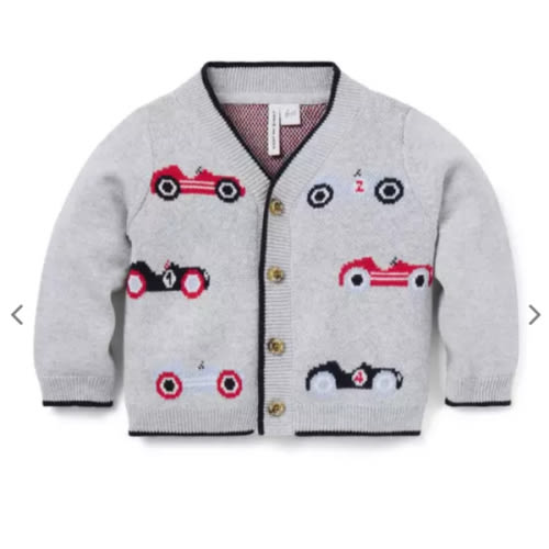 Baby Earl Grey Heather Baby Race Car Cardigan by Janie and Jack