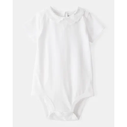 Baby Scalloped Collar Short-Sleeve Bodysuit - White - OshKosh B'gosh | Carter's