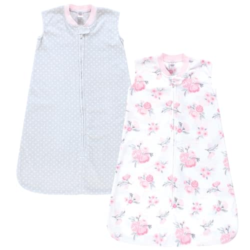 Hudson Baby Infant Girl Plush Sleeping Bag, Sack, Blanket 2pk, Basic Pink Floral, 0-6 Months