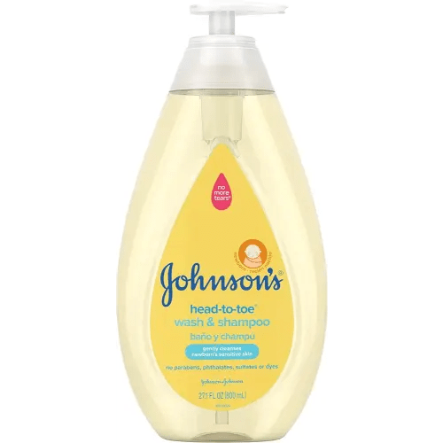 Johnson's Head-to-Toe Gentle Tear-Free Baby & Newborn Wash & Shampoo, Sulfate-, Paraben- Phthalate- & Dye-Free, Hypoallergenic Wash for Sensitive Skin & Hair, 27.1 fl. Oz