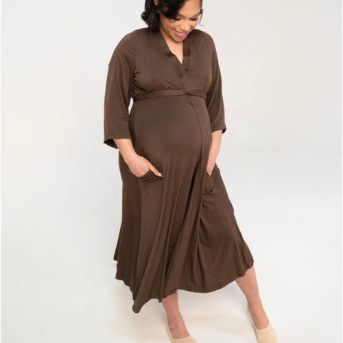 Lila Labor & Postpartum Gown in Mocha