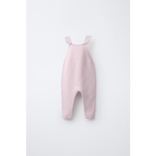 CROCHET STRAP KNIT OVERALLS - Chalk pink | ZARA United States