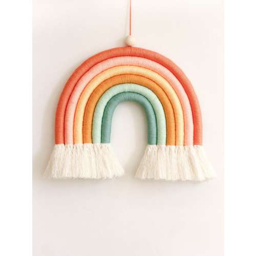 Retro Colors Macrame Rainbow Wall Hanging, Fiber Rainbow, Nursery Wall Art, Rainbow Baby Gift