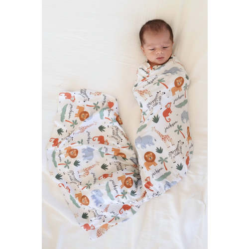 Safari Snuggles Personalized Swaddle Blanket