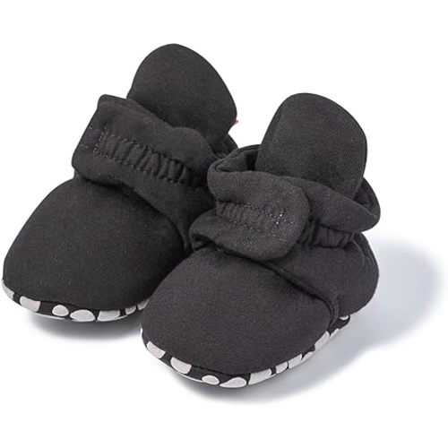Newborn Baby Boy Girl Soft Fleece Booties Stay On Infant Slippers Socks Shoe Non Skid Gripper Toddler First Walkers Winter Ankle Crib Shoes