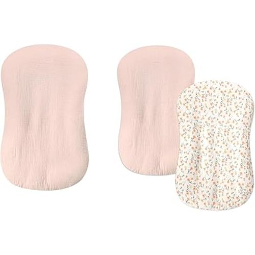Hooyax Muslin Baby Lounger Cover 3-Pack Bundle - 100% Muslin Cotton Set with Reinforced Stitching, Soft Breathable Covers Only - Fits Most Loungers