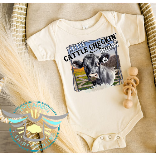 Little Cattle Checkin Buddy Baby Onesie® Angus, Cattle Farmer, Country Onesie® Cattle Rancher, Baby Shower Gift, Future Farmer, Natural