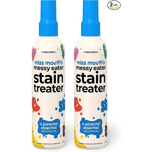 Miss Mouth's HATE STAINS CO Stain Remover for Clothes - 4oz 2 Pack of Newborn & Baby Essentials Messy Eater Stain Treater Spray - No Dry Cleaning Food, Grease, Coffee Off Laundry, Underwear, Fabric - 2 pack