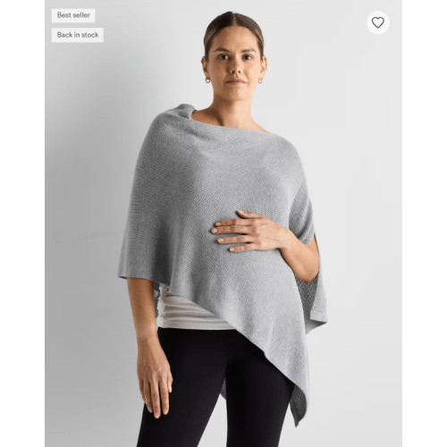 Lightweight Cotton Cashmere Nursing Shawl in Heather Gray