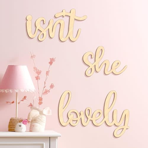 KOYILTD Isn't She Lovely Wood Sign Girls Room Decor Farmhouse Wall Hang Boho Decor for Bedroom Beautiful Girls Bedroom Wood Wall Art