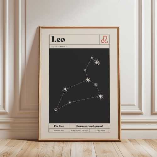 Leo Constellation Art Print – Starry Zodiac Galaxy Wall Decor
