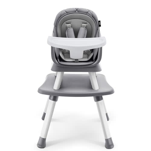 HARPPA 6 in 1 Baby High Chair, Convertible Infant Feeding Chair for Babies & Toddlers Table, Dining Booster Seat with Removable Tray, Grey