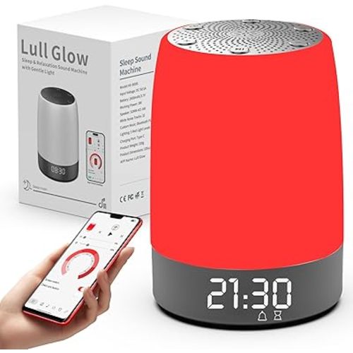 Red Light Therapy Lamp for Sleep, Bestkid 5-Level Night Light Red for Adult Kids, White Noise Sound Machine with APP Control Alarm Clock Timer for Bedroom, Stress Relief, Relaxation, 620-690nm