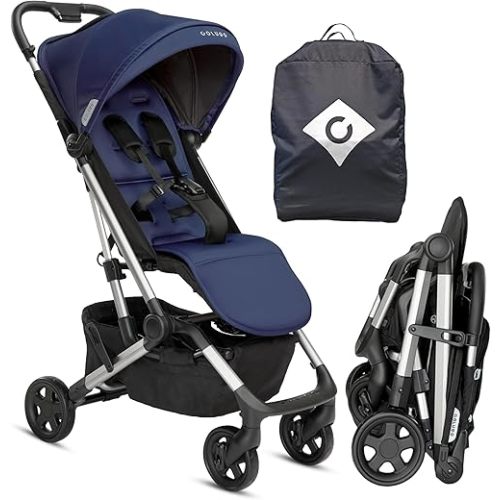 Colugo Navy Stroller - Lightweight, Compact, One Hand Fold, Travel Stroller with Rain Cover, Backpack and Cup Holder, JPMA Certified, UPF 50+ Canopy, 2 Seat Recline Positions, 16 lbs, Toddler