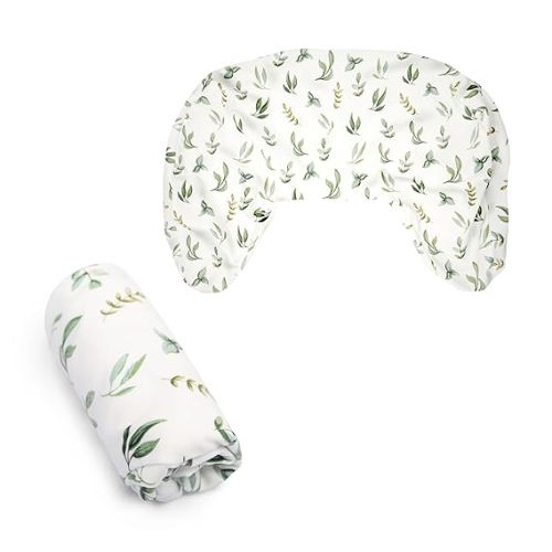 Boppy Nursing Pillow Cover, Organic Green Leaves, Single Cover, Easy-On Slipcover with Gentle 100% Organic Cotton Fabric for The Redesigned Nursing Pillow