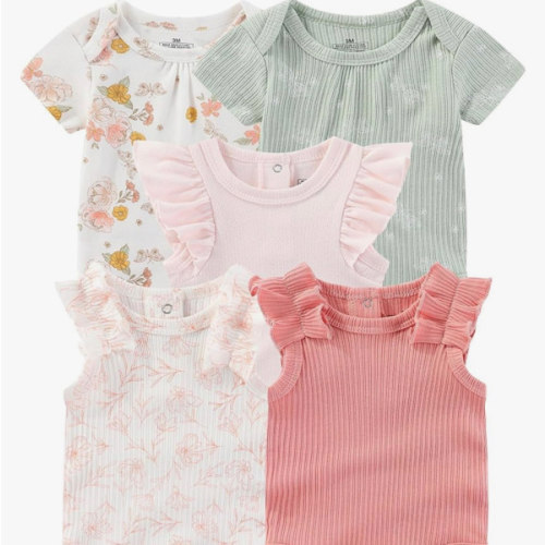 Baby Bodysuits Ribbed Mix Summer Newborn Boy Girl Clothes 5-pack