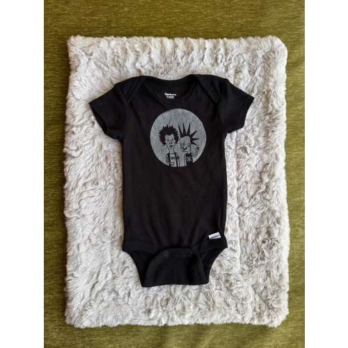 Punk Rock Beavis and Butt-Head Black Onesie - Goth & Punk Baby Clothes
