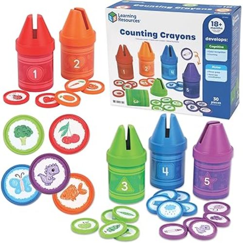 Learning Resources Counting Crayons - Color Sorting and Counting Toddler Learning Toys, Number Toys, Montessori, Preschooler Fine Motor Skills, Math Manipulatives Toy for Toddlers, Homeschool Games