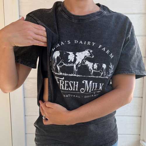 Mama's Dairy Farm Breastfeeding Friendly T-Shirt for Nursing or Pumping, Acid Wash Nursing Friendly Tee, Breastfeeding Clothing, Mama Shirt