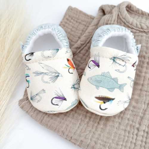 Fishing Lure Baby Booties: Handmade Soft Sole Crib Shoes